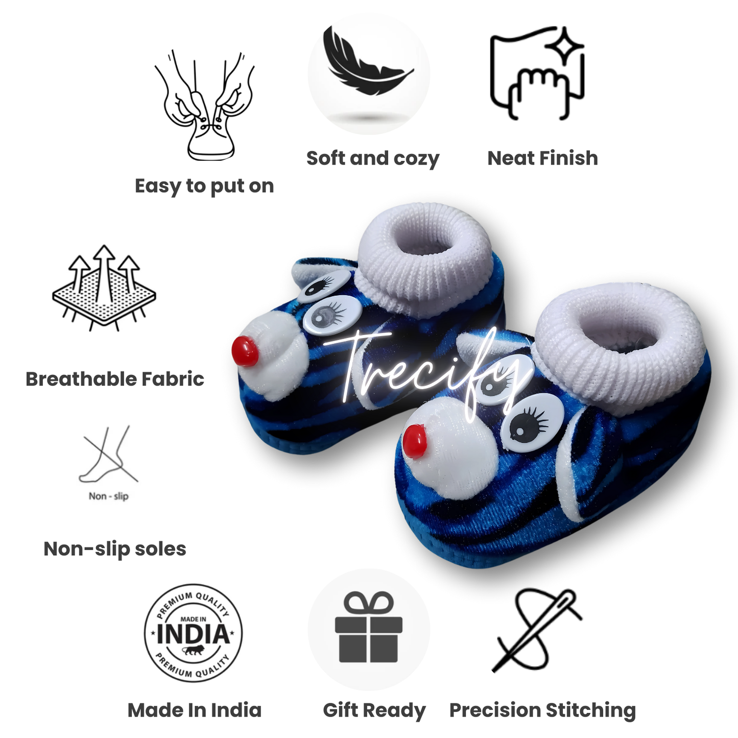 Trecify™ Baby Booties for Newborns 0-12 Months – Soft, Cozy, Non-Slip Design